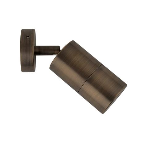 PILLAR S/ADJ 12V MR16 Rustic Brass IP65 RND B/Plate - PM1ABR - ARCK Electrical Wholesale Supplies