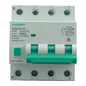 RCBO 3 Pole 500V ac. 16amp 30ma 6kA - RCBO3616C