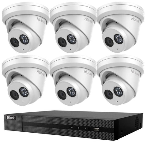 HiLook 6MP Acusense 8CH CCTV Kit - 6 x IP Turret Cameras + 8CH NVR