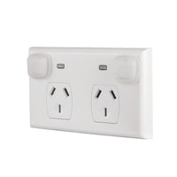 Weatherproof IP65 Double Power Point Slim - P2DWS/PPO