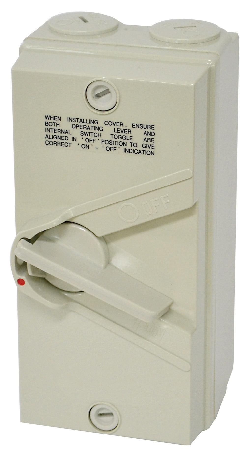 SINGLE POLE WEATHERPROOF ISOLATING SWITCH 250V 20A IP66 - IS120