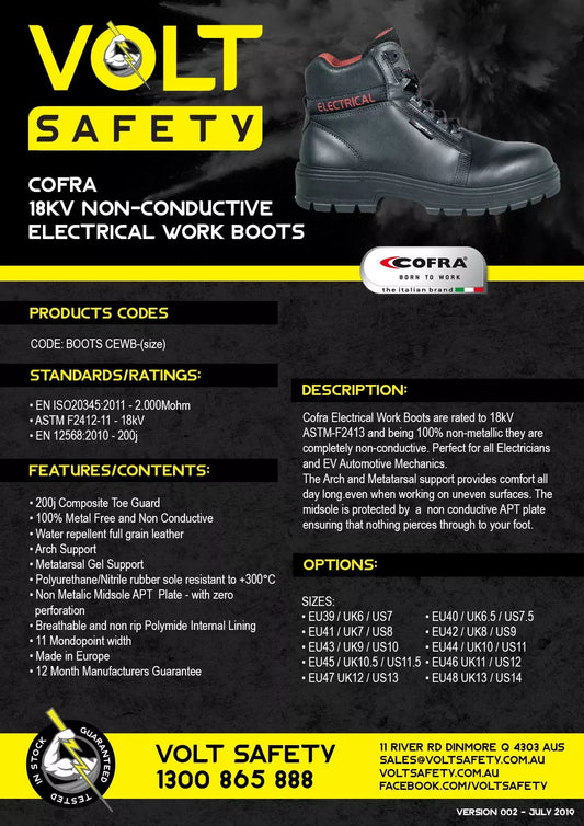 Cofra 18kV Non-Conductive Electrical Work Boots - BOOTS CEWB