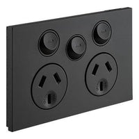 CLIPSAL SATURN ZEN DOUBLE POWERPOINT + EXTRA SWITCH (BLACK) - Z4025XA-ZB