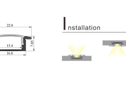 3 Metre LED Channel Recessed Mount SWA1708-3M -  (PICKUP ONLY)