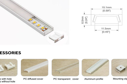 3 Metre LED Channel Surface Mount SWA1506-3M -  (PICKUP ONLY)