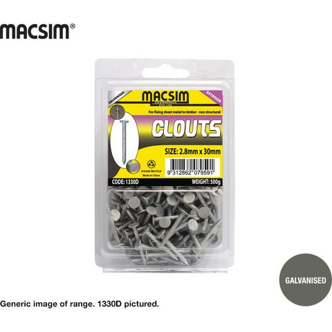 2.8 X 25 Galvanised Clouts (500g Pack) - 1325D