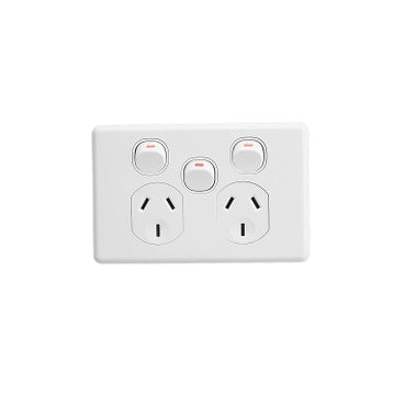 Clipsal Classic Double Powerpoint + Extra Switch White - C2025XAWE