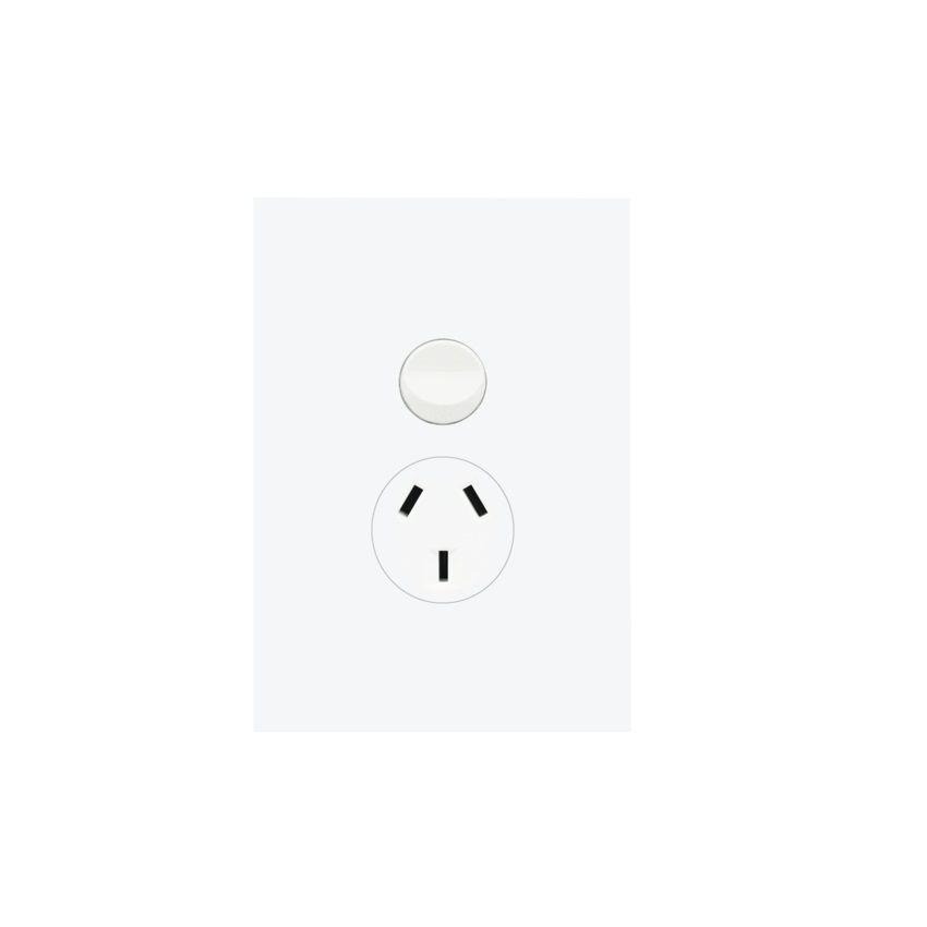 Hager Finesse Single Vertical Power Point 10A 250V Gloss White  - WBQP1VS