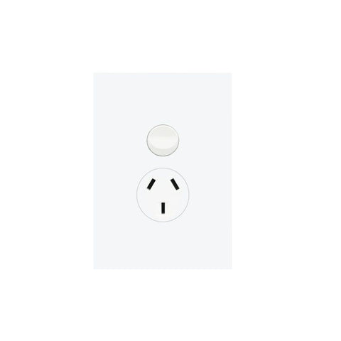 Hager Finesse Single Vertical Power Point 10A 250V Gloss White  - WBQP1VS