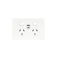 Finesse Double GPO + USB Port (MATT WHITE) - WBQP2SUSBAC-MW
