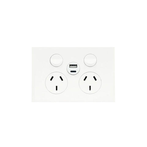 Finesse Double GPO + USB Port (MATT WHITE) - WBQP2SUSBAC-MW