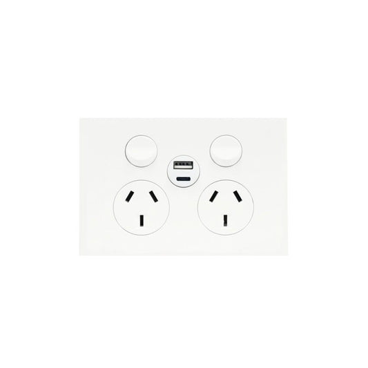 Finesse Double GPO + USB Port (GLOSS WHITE) - WBQP2SUSBAC