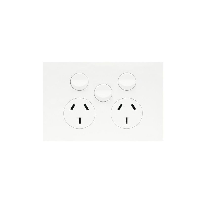 Finesse Double GPO + Extra Switch (GLOSS WHITE) - WBQP2XS