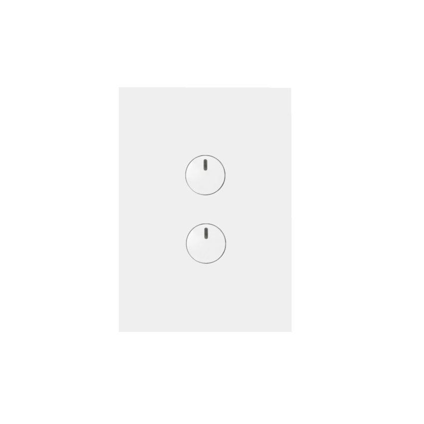 Hager Finesse 2 Gang Press Switch (Gloss White) - WBQSV2PB