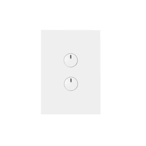 Hager Finesse 2 Gang Press Switch (Gloss White) - WBQSV2PB
