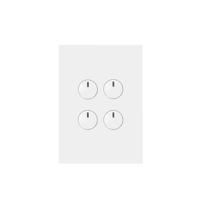 Hager Finesse 4 Gang Press Switch (Gloss White) - WBQSV4PB