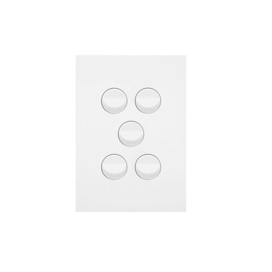 Hager Finesse 5 Gang Switch (Gloss White) - WBQSV5