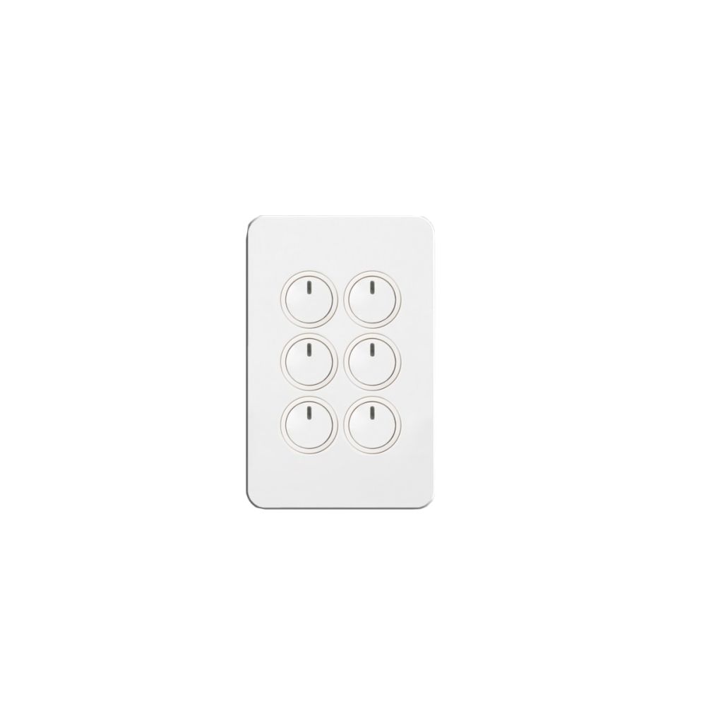 Hager Silhouette 6 Gang Button Switch With LED Indicator (White) - WBSEV6