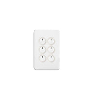 Hager Silhouette 6 Gang Button Switch With LED Indicator (White) - WBSEV6